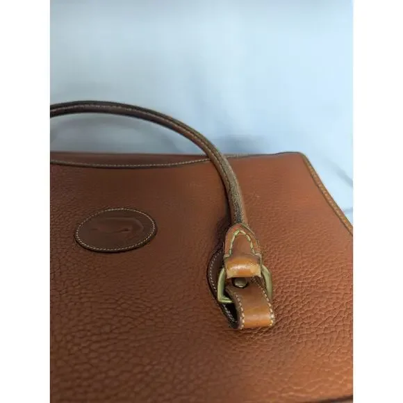 Vintage Dooney & Bourke Pebble British Tan Vachetta Leather Satchel Bag USA - Picture 16 of 16